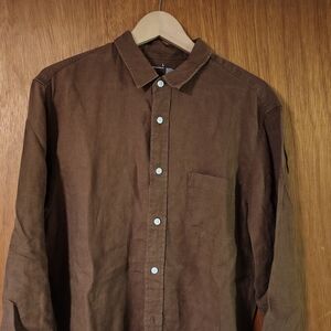 Muji Men's Casual Brown Button Down Shirt